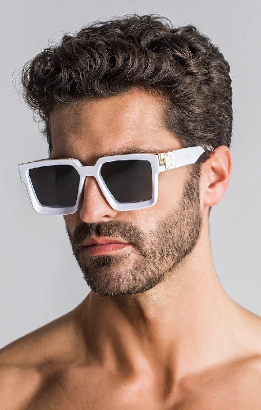 White Master Sunglasses Unisex Angular Frame Style