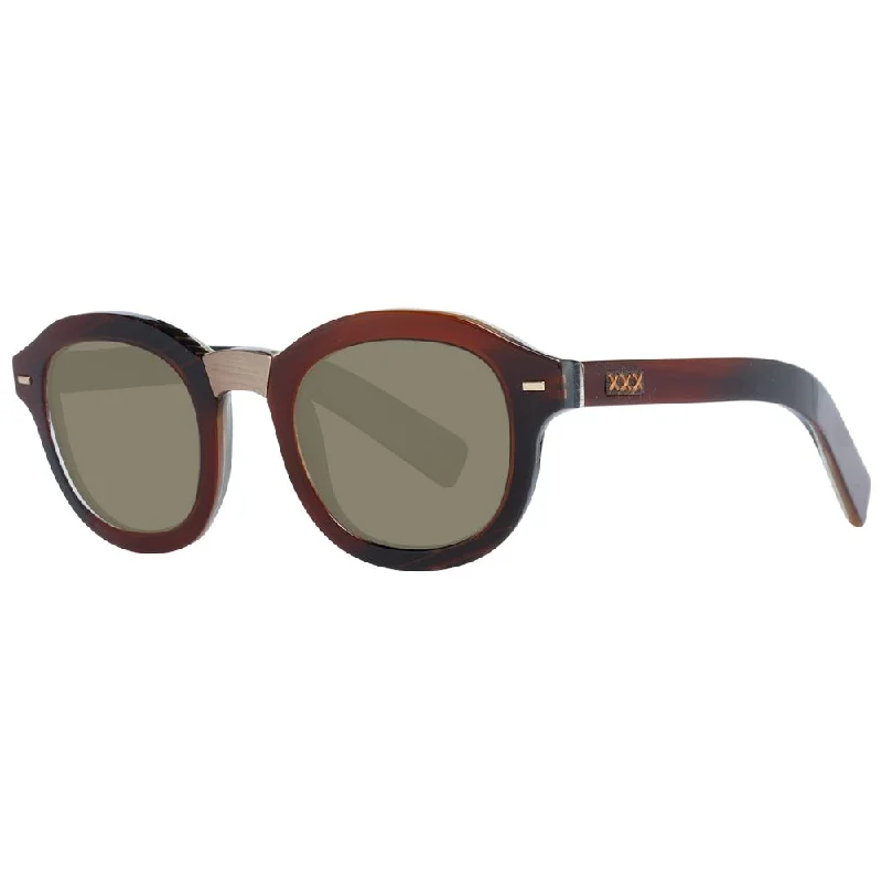 Zegna Couture  Men Men's Sunglasses Round - Rimmed Bohemian Look